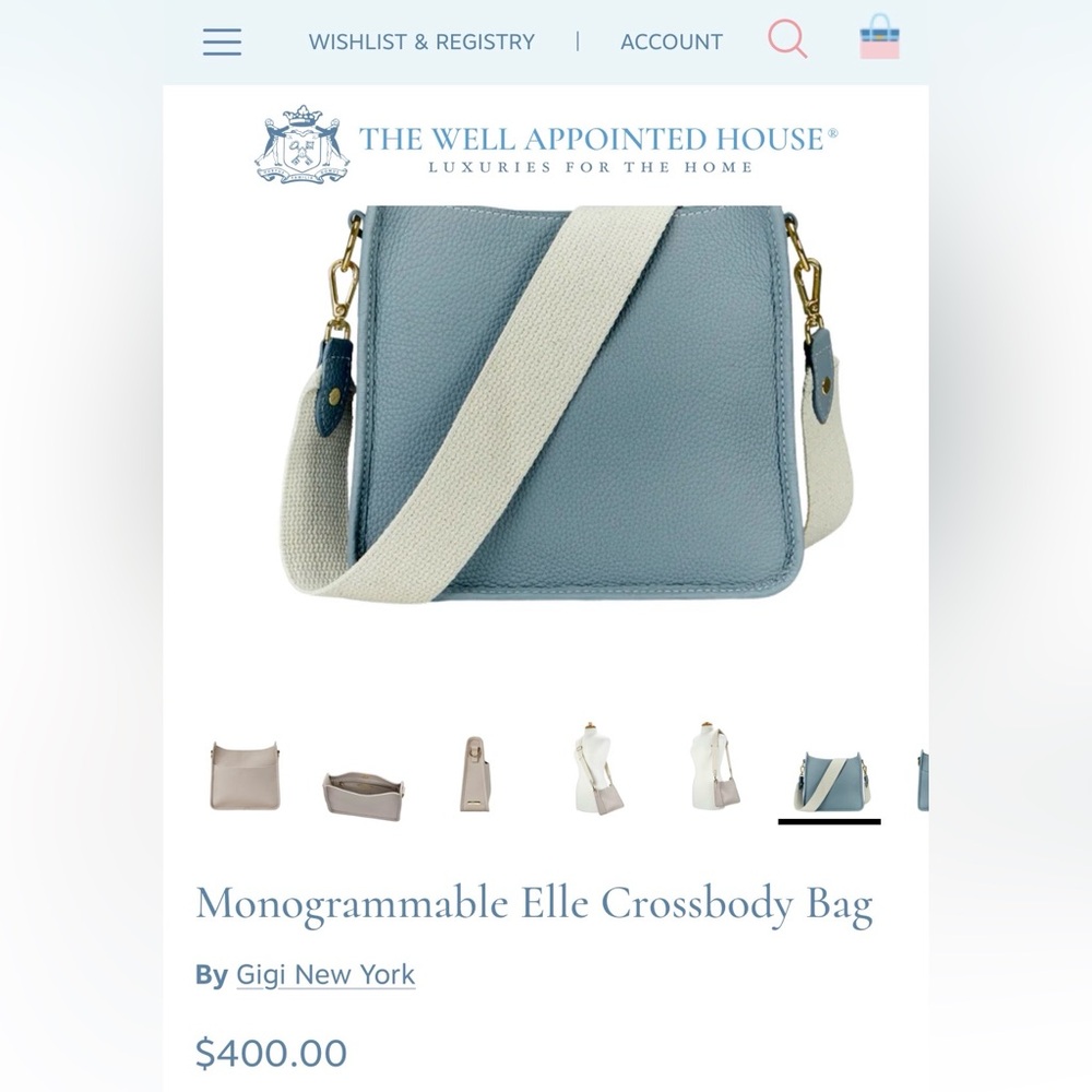 NWT GiGi New York Light Blue Crossbody Bag - Picture 7 of 8